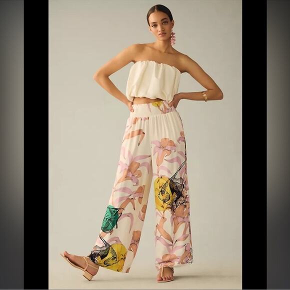 Anthropologie Pants - Anthropologie Maeve Pia Binazzi Pants Floral Tropical Wide Leg Size Large